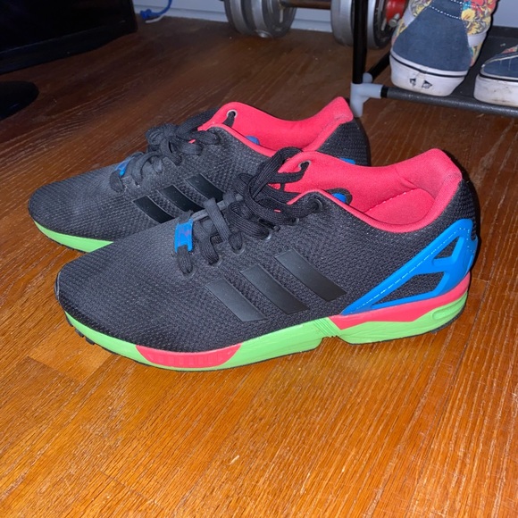 Adidas mens ZX Flux size 11 black neon pink, green - Picture 3 of 4